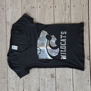 Black & Silver Sequin Victoria's Secret PINK K-State Wildcats V-Neck Size Small